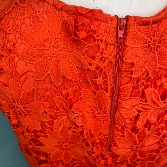 Bow Arrow Orange Crochet Fringe Dress M Boho Chic Festival Wedding Guest hippie - Picture 13 of 14